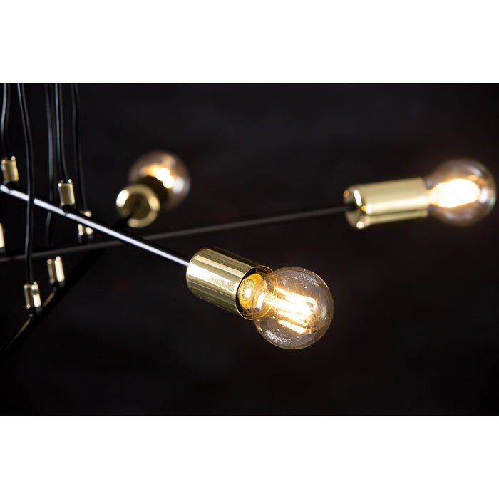 Lampadario Industrial 4 Luci Benzaiten A Bracci In Acciaio Nero E Oro
