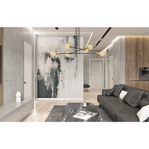 Lampadario Industrial 6 Luci Benzaiten A Bracci In Acciaio Nero E Oro