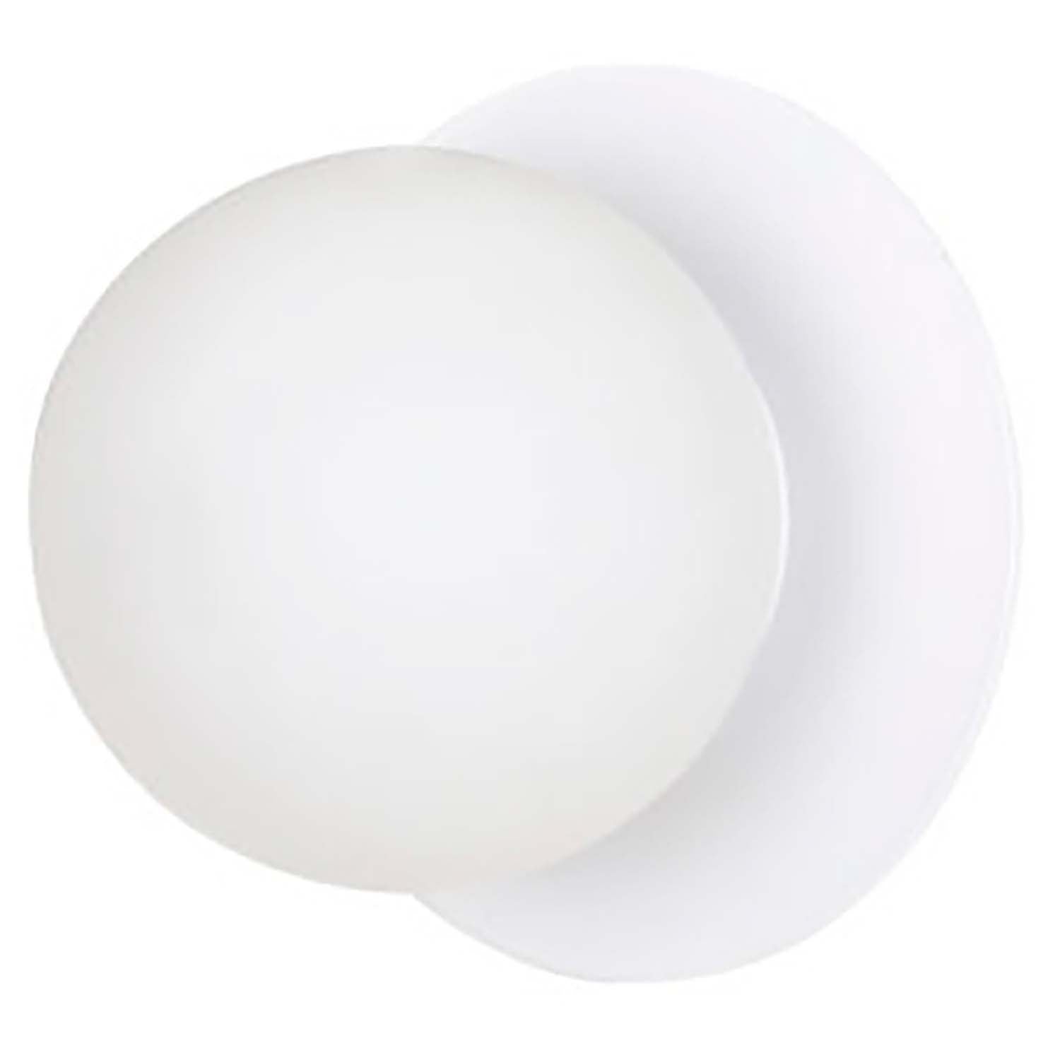 Applique 1 Luce Inari In Acciaio Bianco E Sfera In Vetro Opalino