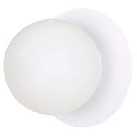 Applique 1 Luce Inari In Acciaio Bianco E Sfera In Vetro Opalino