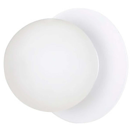 Applique 1 Luce Inari In Acciaio Bianco E Sfera In Vetro Opalino