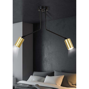 Plafoniera Minimal Tenjin Acciaio Nero 2 Luci Gu10 Ip20