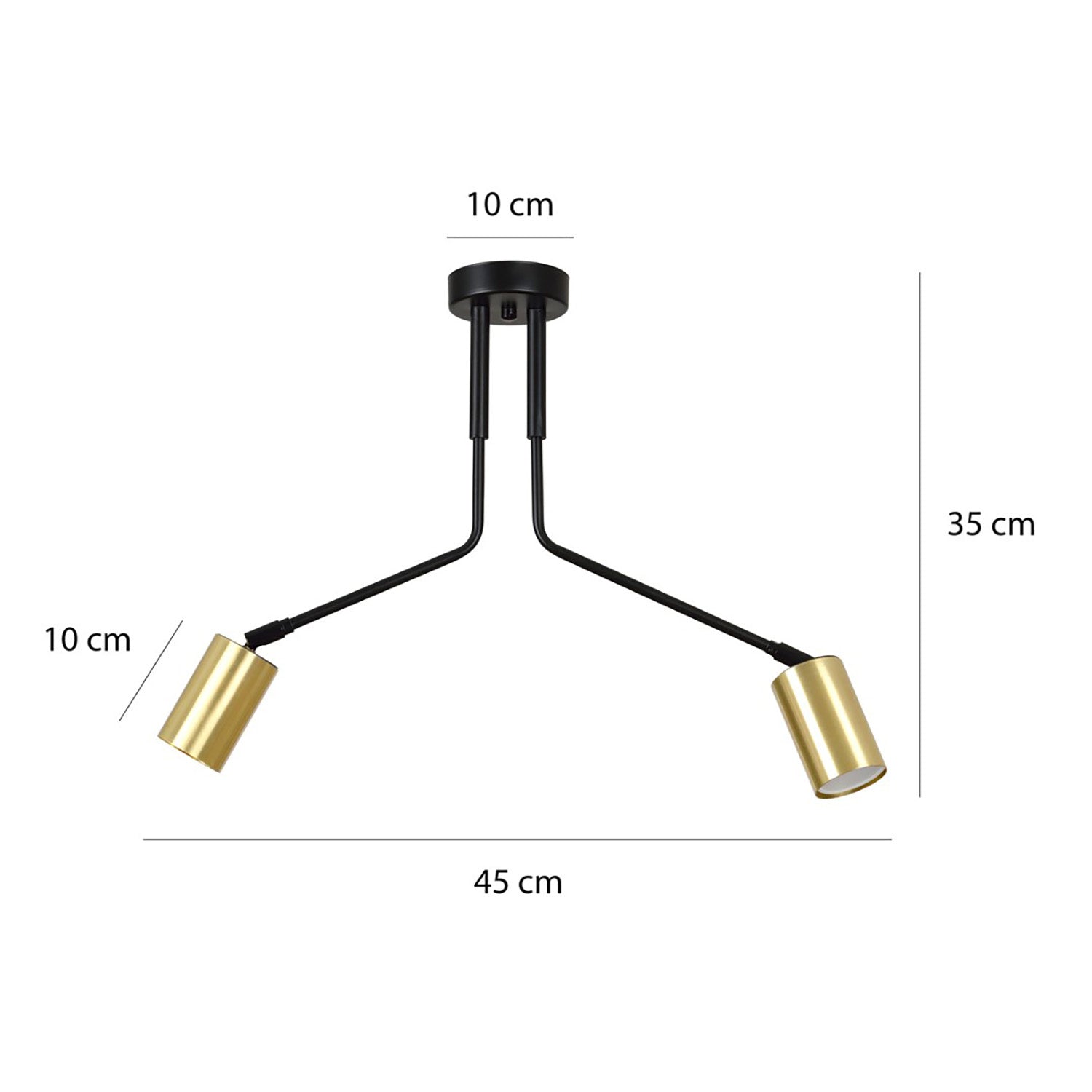Plafoniera Minimal Tenjin Acciaio Nero 2 Luci Gu10 Ip20
