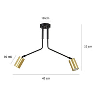 Plafoniera Minimal Tenjin Acciaio Nero 2 Luci Gu10 Ip20