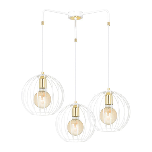 Lampadario Contemporaneo Omoikane Acciaio Bianco 3 Luci E27 Ip20