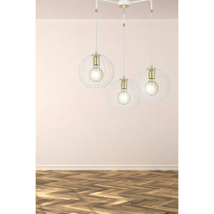 Lampadario Contemporaneo Omoikane Acciaio Bianco 3 Luci E27 Ip20