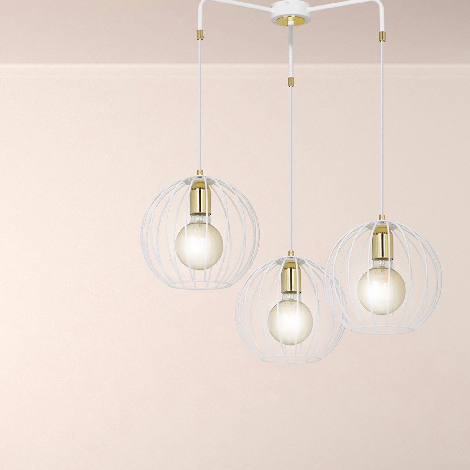 Lampadario Contemporaneo Omoikane Acciaio Bianco 3 Luci E27 Ip20