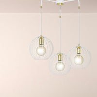 Lampadario Contemporaneo Omoikane Acciaio Bianco 3 Luci E27 Ip20