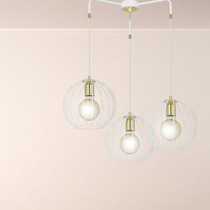 Lampadario Contemporaneo Omoikane Acciaio Bianco 3 Luci E27 Ip20