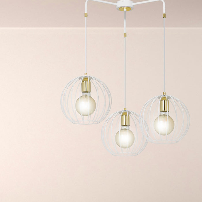 Lampadario Contemporaneo Omoikane Acciaio Bianco 3 Luci E27 Ip20