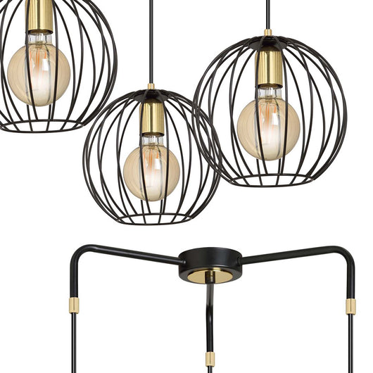 Lampadario Contemporaneo Omoikane Acciaio Nero 3 Luci E27 Ip20