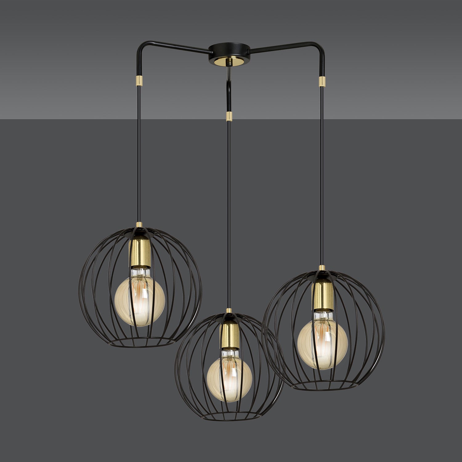 Lampadario Contemporaneo Omoikane Acciaio Nero 3 Luci E27 Ip20