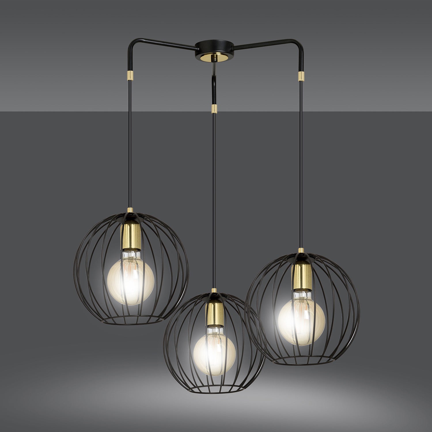 Lampadario Contemporaneo Omoikane Acciaio Nero 3 Luci E27 Ip20