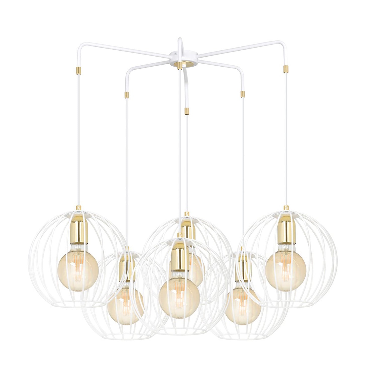 Lampadario Contemporaneo Omoikane Acciaio Bianco 6 Luci E27 Ip20