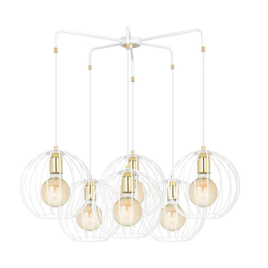 Lampadario Contemporaneo Omoikane Acciaio Bianco 6 Luci E27 Ip20