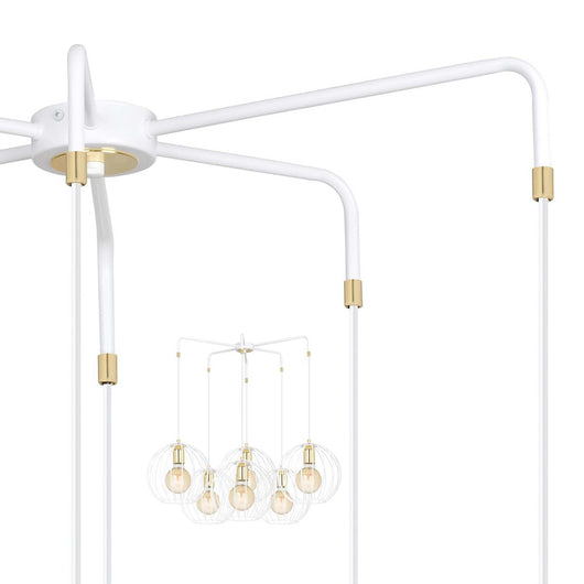Lampadario Contemporaneo Omoikane Acciaio Bianco 6 Luci E27 Ip20