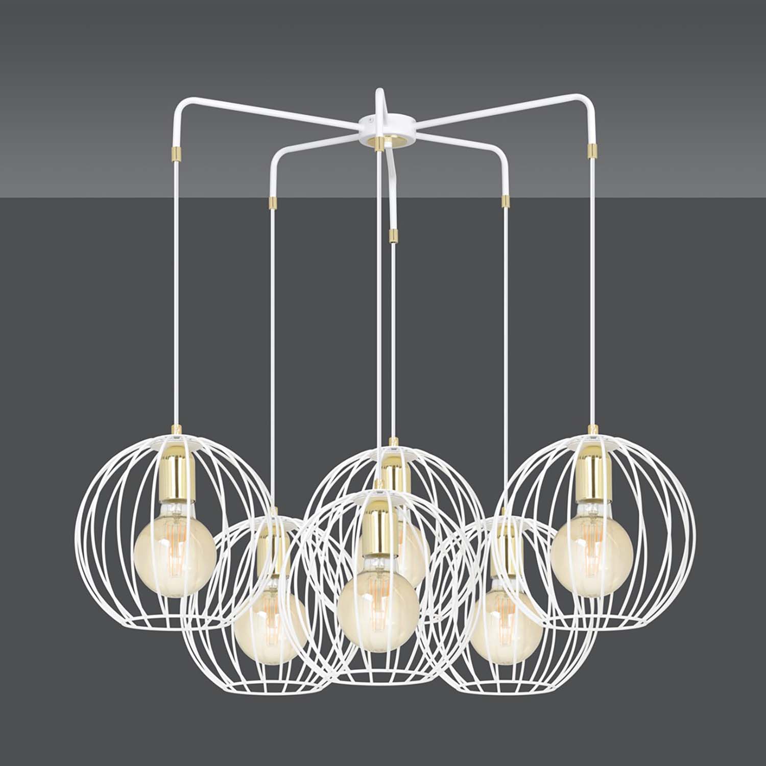 Lampadario Contemporaneo Omoikane Acciaio Bianco 6 Luci E27 Ip20