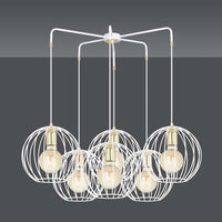 Lampadario Contemporaneo Omoikane Acciaio Bianco 6 Luci E27 Ip20
