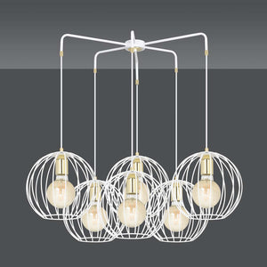 Lampadario Contemporaneo Omoikane Acciaio Bianco 6 Luci E27 Ip20