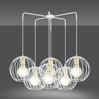 Lampadario Contemporaneo Omoikane Acciaio Bianco 6 Luci E27 Ip20