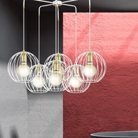 Lampadario Contemporaneo Omoikane Acciaio Bianco 6 Luci E27 Ip20