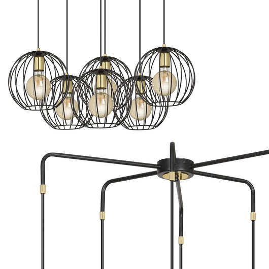 Lampadario Contemporaneo Omoikane Acciaio Nero 6 Luci E27 Ip20