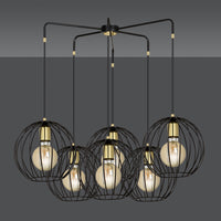 Lampadario Contemporaneo Omoikane Acciaio Nero 6 Luci E27 Ip20