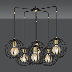 Lampadario Contemporaneo Omoikane Acciaio Nero 6 Luci E27 Ip20