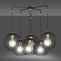 Lampadario Contemporaneo Omoikane Acciaio Nero 6 Luci E27 Ip20