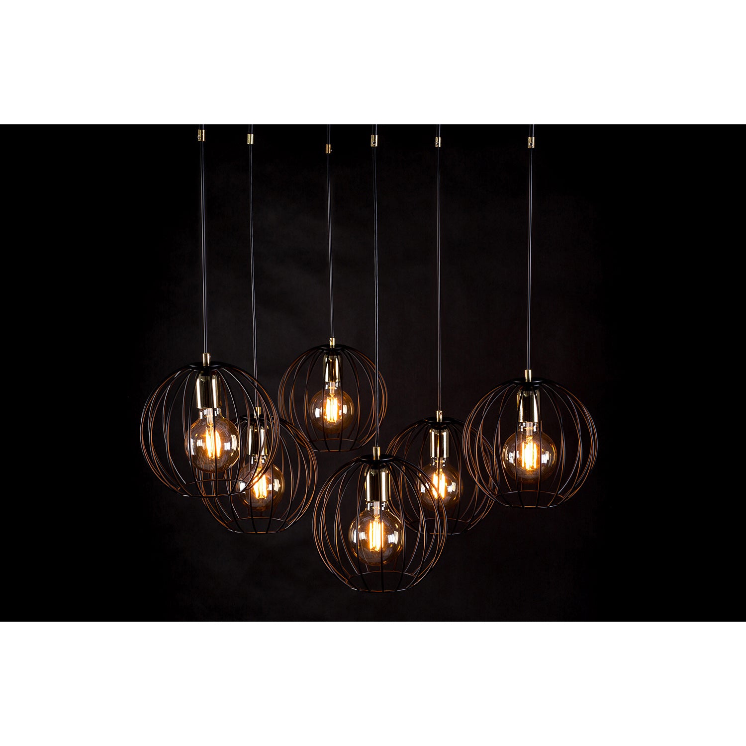Lampadario Contemporaneo Omoikane Acciaio Nero 6 Luci E27 Ip20