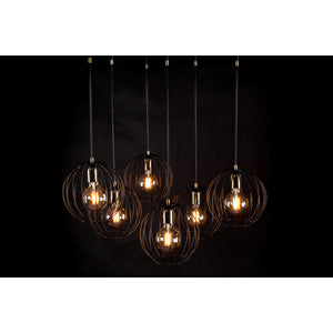 Lampadario Contemporaneo Omoikane Acciaio Nero 6 Luci E27 Ip20