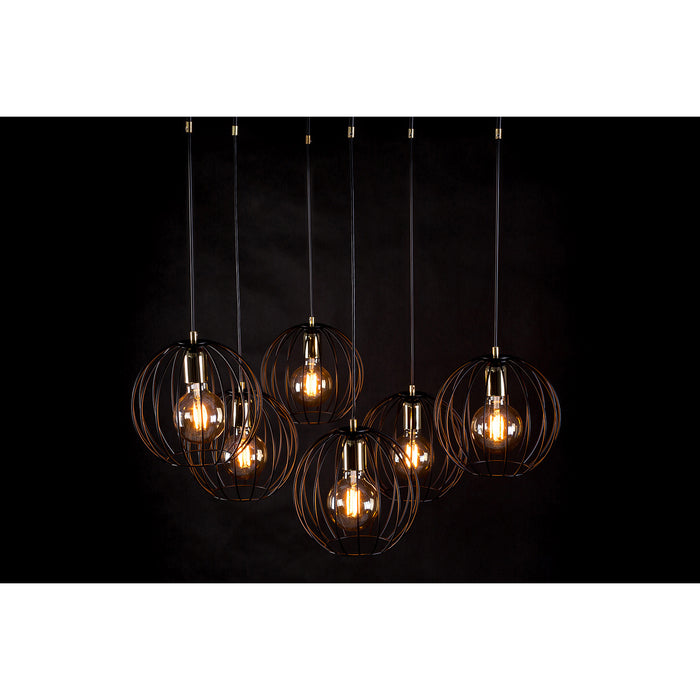 Lampadario Contemporaneo Omoikane Acciaio Nero 6 Luci E27 Ip20