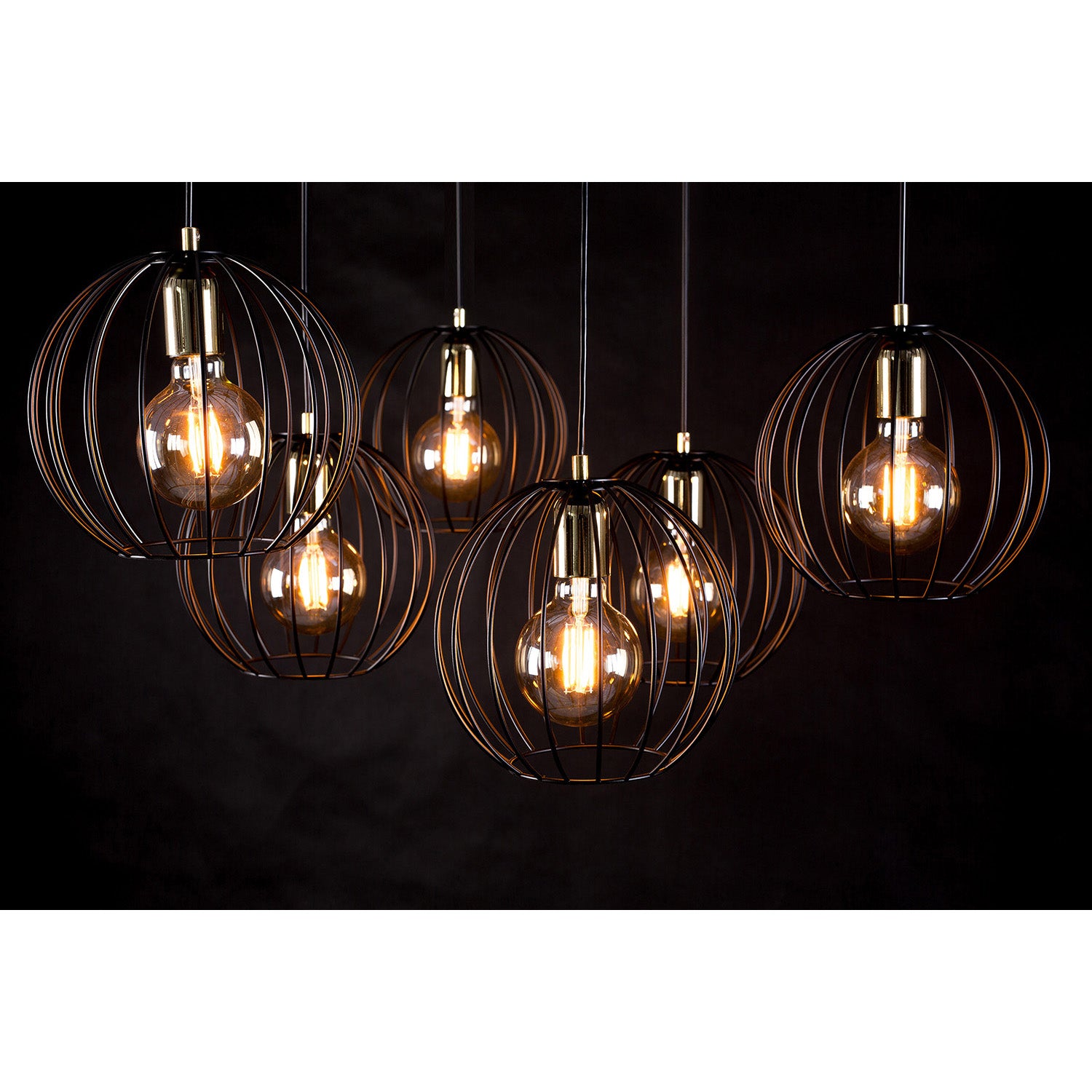 Lampadario Contemporaneo Omoikane Acciaio Nero 6 Luci E27 Ip20