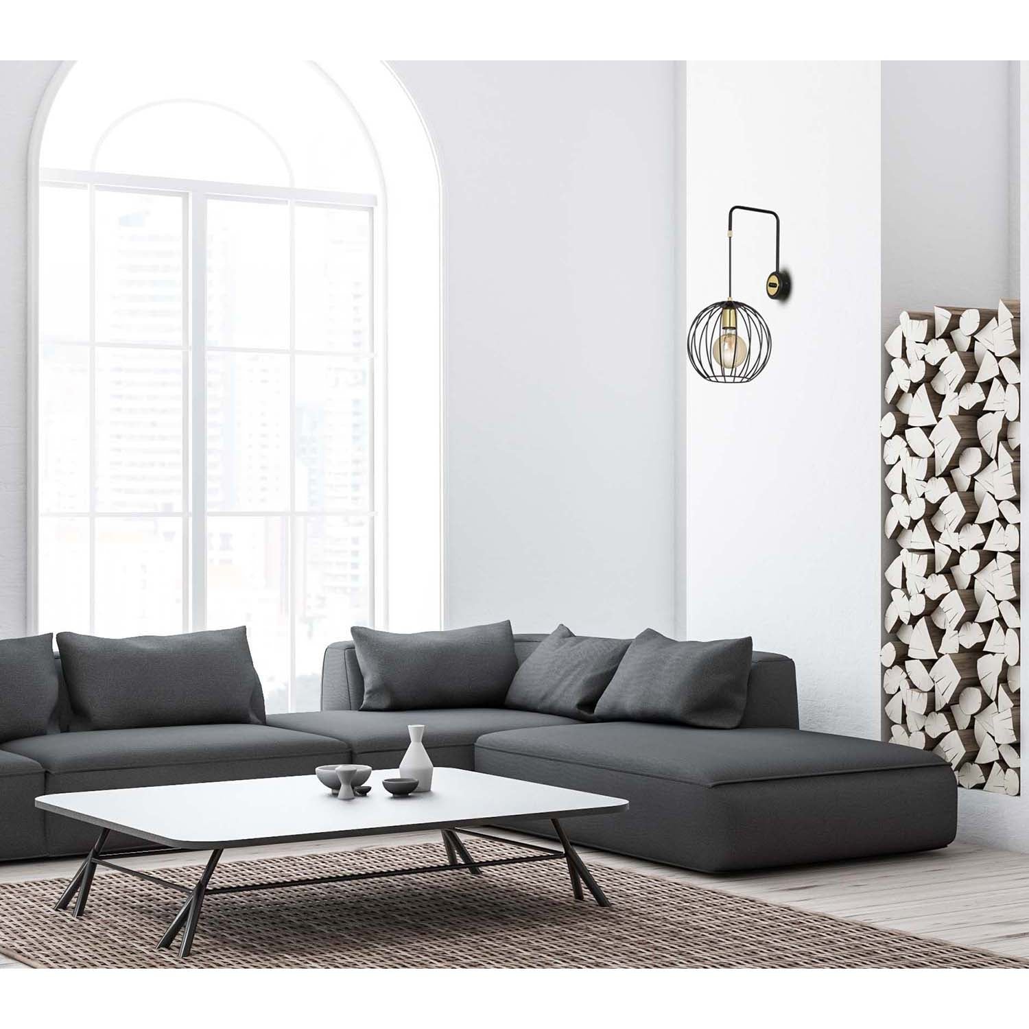 Applique Contemporaneo Omoikane Acciaio Nero 1 Luce E27 Ip20