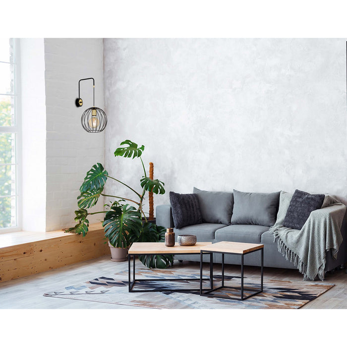 Applique Contemporaneo Omoikane Acciaio Nero 1 Luce E27 Ip20