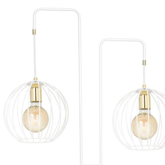 Piantana Contemporaneo Omoikane Acciaio Bianco 2 Luci E27 Ip20