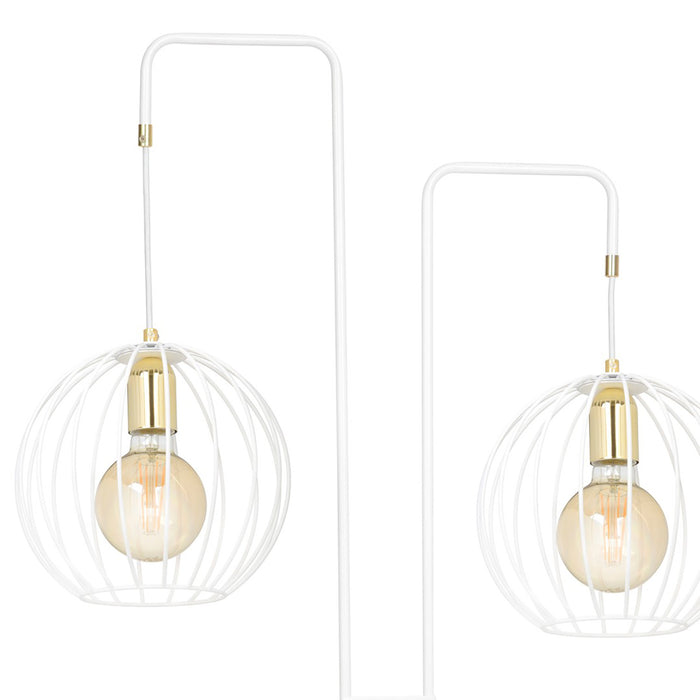 Piantana Contemporaneo Omoikane Acciaio Bianco 2 Luci E27 Ip20