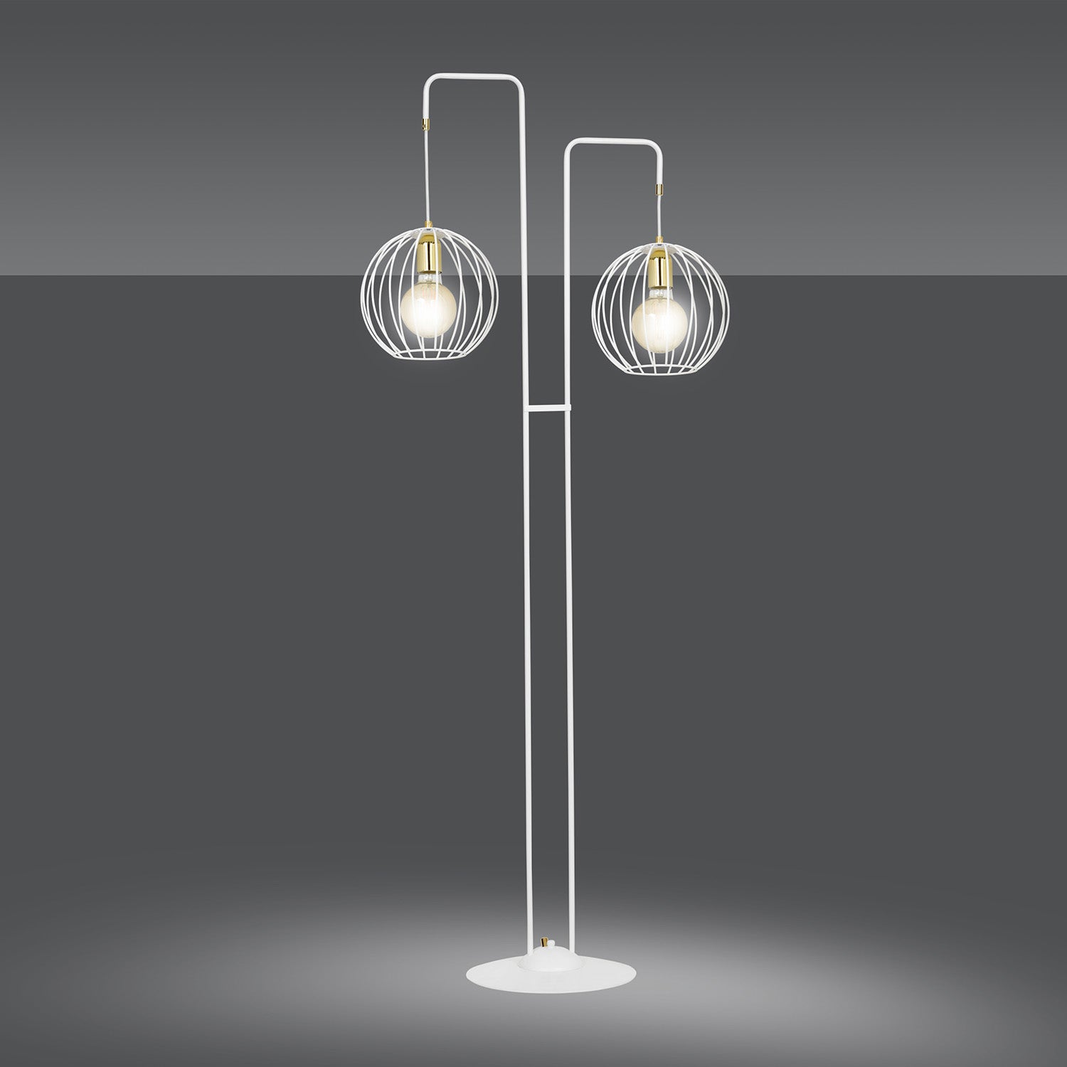 Piantana Contemporaneo Omoikane Acciaio Bianco 2 Luci E27 Ip20