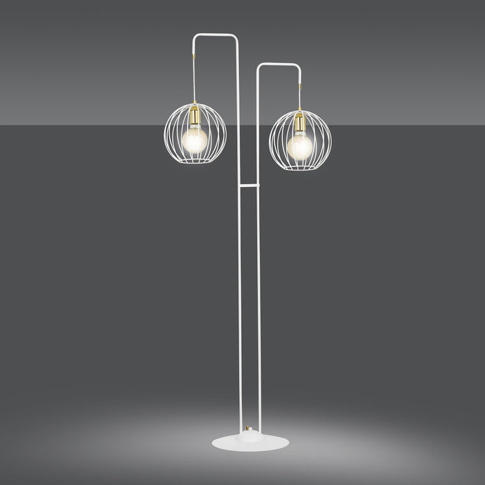 Piantana Contemporaneo Omoikane Acciaio Bianco 2 Luci E27 Ip20