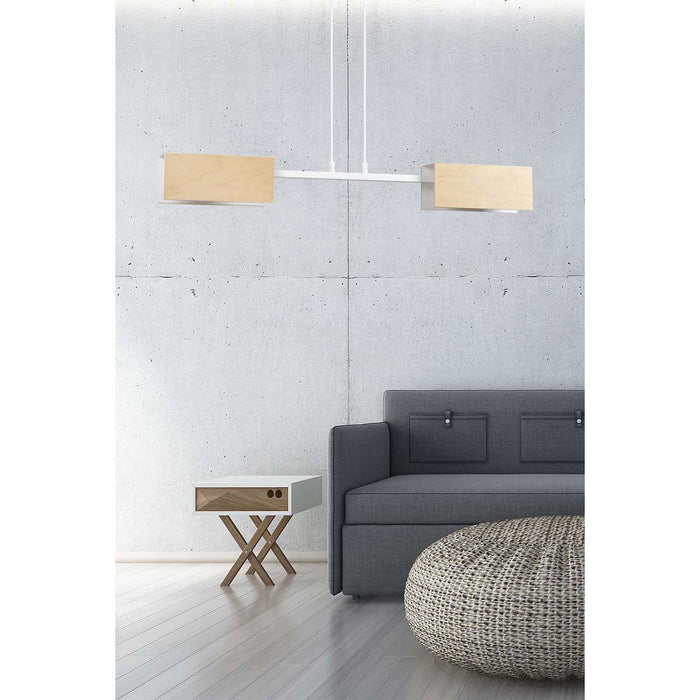 Lampadario Minimal Sarutahiko Acciaio Bianco 2 Luci E27 Ip20