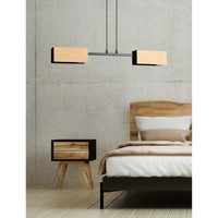 Lampadario Minimal Sarutahiko Acciaio Nero 2 Luci E27 Ip20