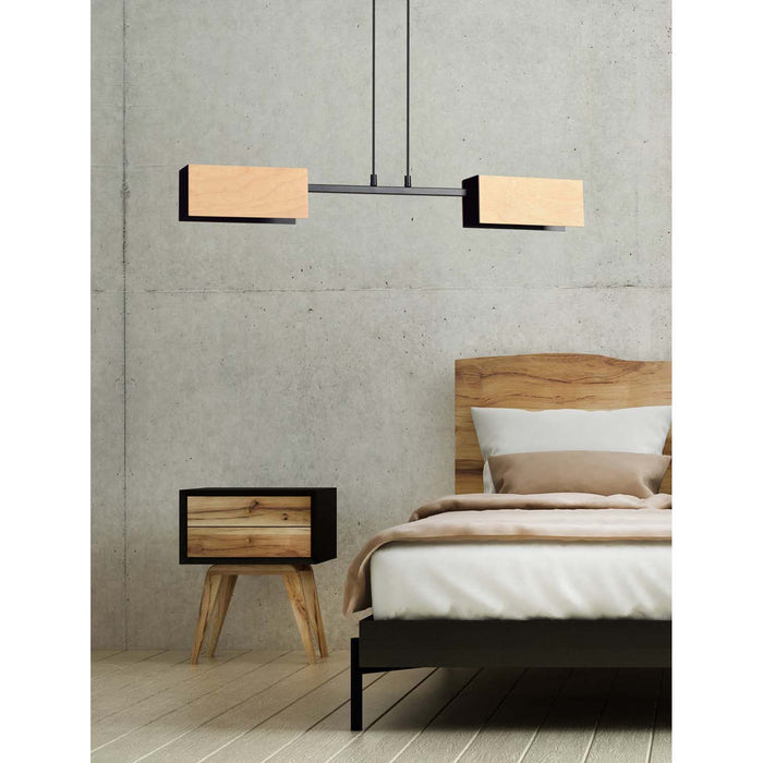 Lampadario Minimal Sarutahiko Acciaio Nero 2 Luci E27 Ip20