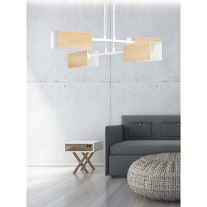 Lampadario Minimal Sarutahiko Acciaio Bianco 4 Luci E27 Ip20