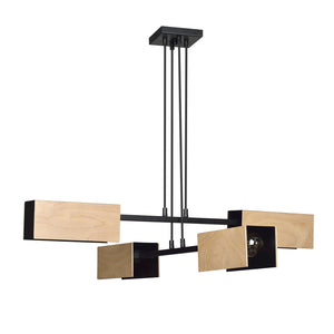 Lampadario Minimal Sarutahiko Acciaio Nero 4 Luci E27 Ip20