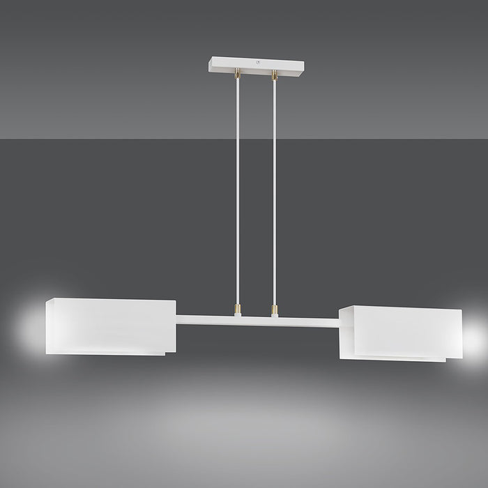 Lampadario Minimal Yuhuang Acciaio Bianco 2 Luci E27 Ip20