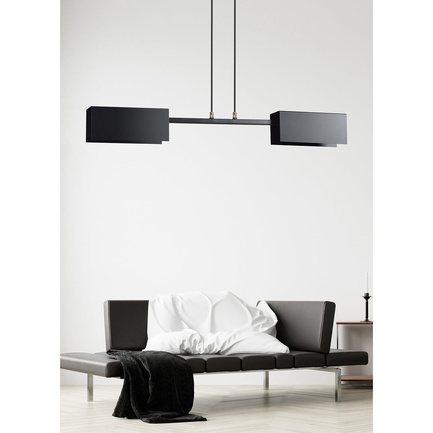 Lampadario Minimal Yuhuang Acciaio Nero 2 Luci E27 Ip20