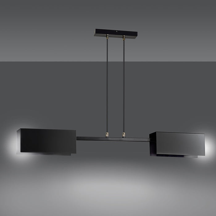 Lampadario Minimal Yuhuang Acciaio Nero 2 Luci E27 Ip20