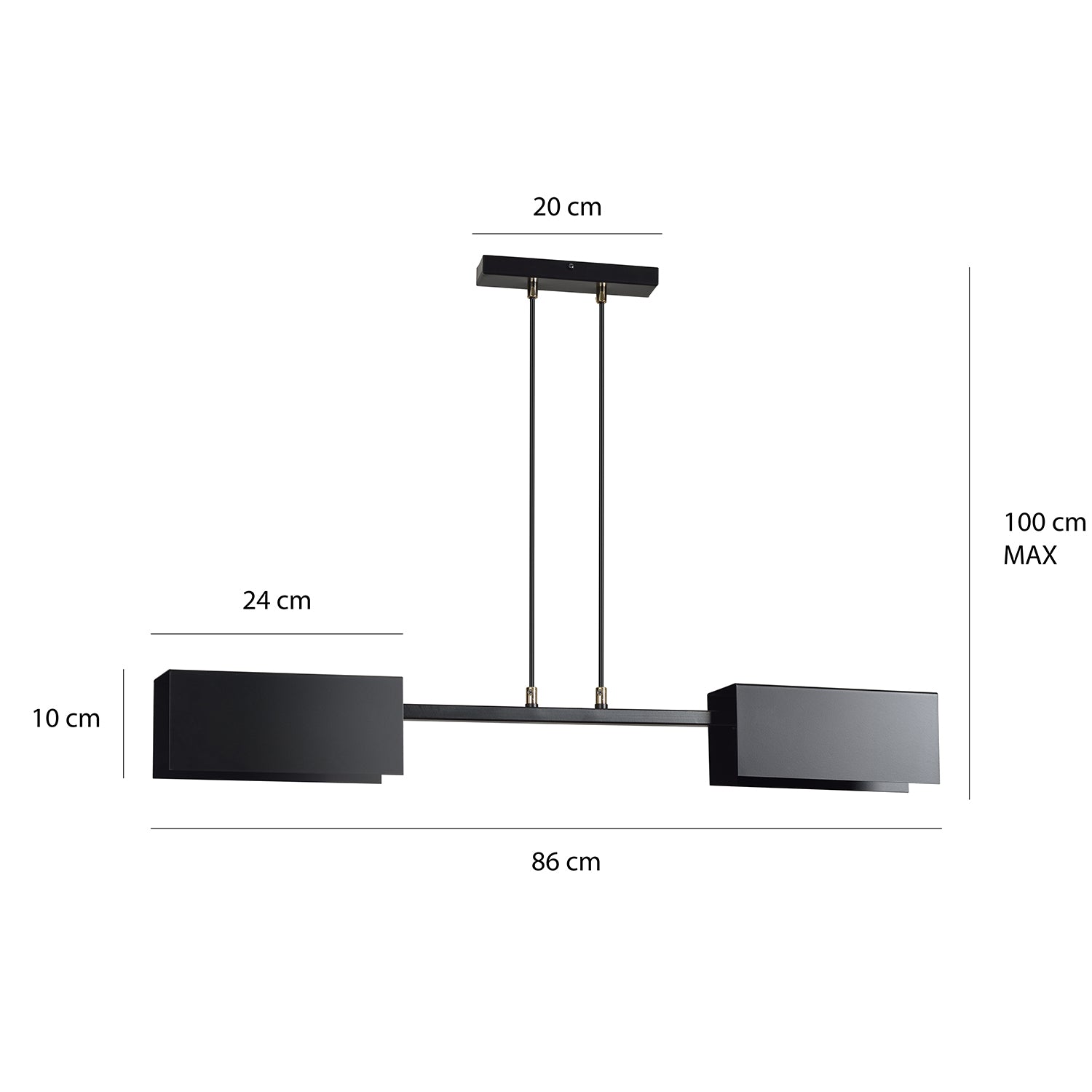 Lampadario Minimal Yuhuang Acciaio Nero 2 Luci E27 Ip20