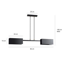 Lampadario Minimal Yuhuang Acciaio Nero 2 Luci E27 Ip20