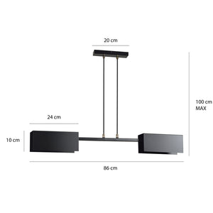 Lampadario Minimal Yuhuang Acciaio Nero 2 Luci E27 Ip20